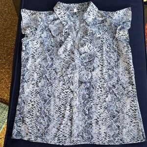 Calvin Klein Blue and White Blouse